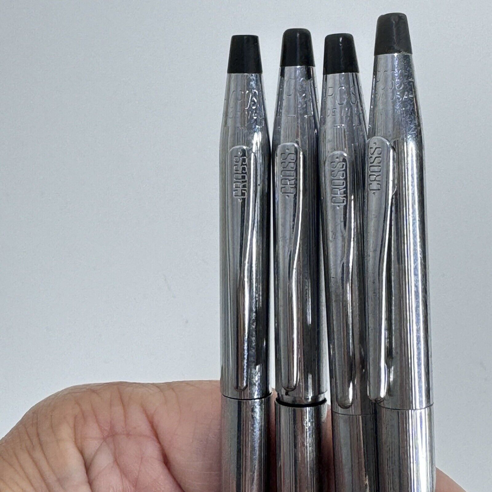 4 Vintage lot of Cross Silver Pencils Pens Shell Estate
