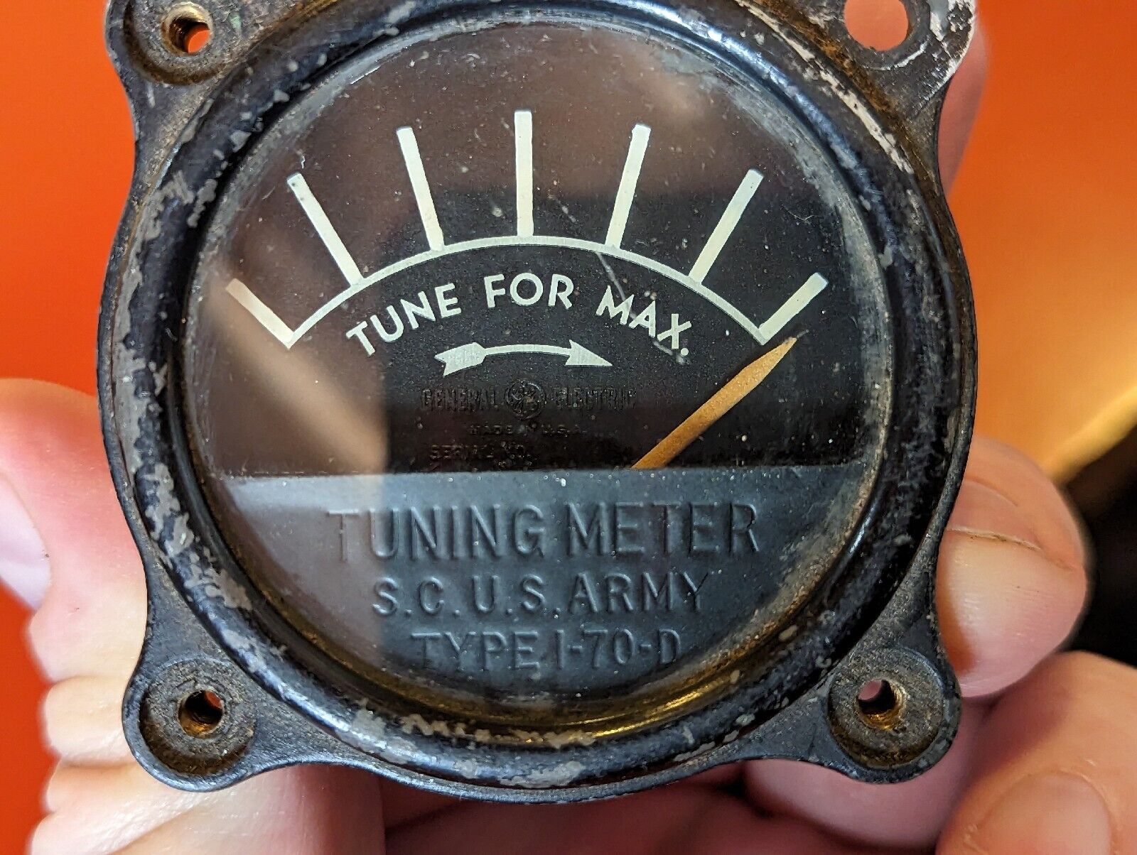 Vintage TUNE FOR MAX. S.C U.S Army Tuning Meter Type I-70-D GAUGE, 2 1/8\