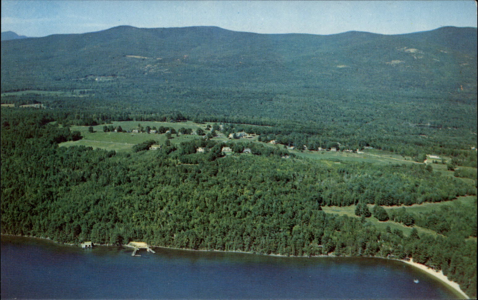 Melvin Village New Hampshire Bald Peak Colony Club aerial vintage postcard