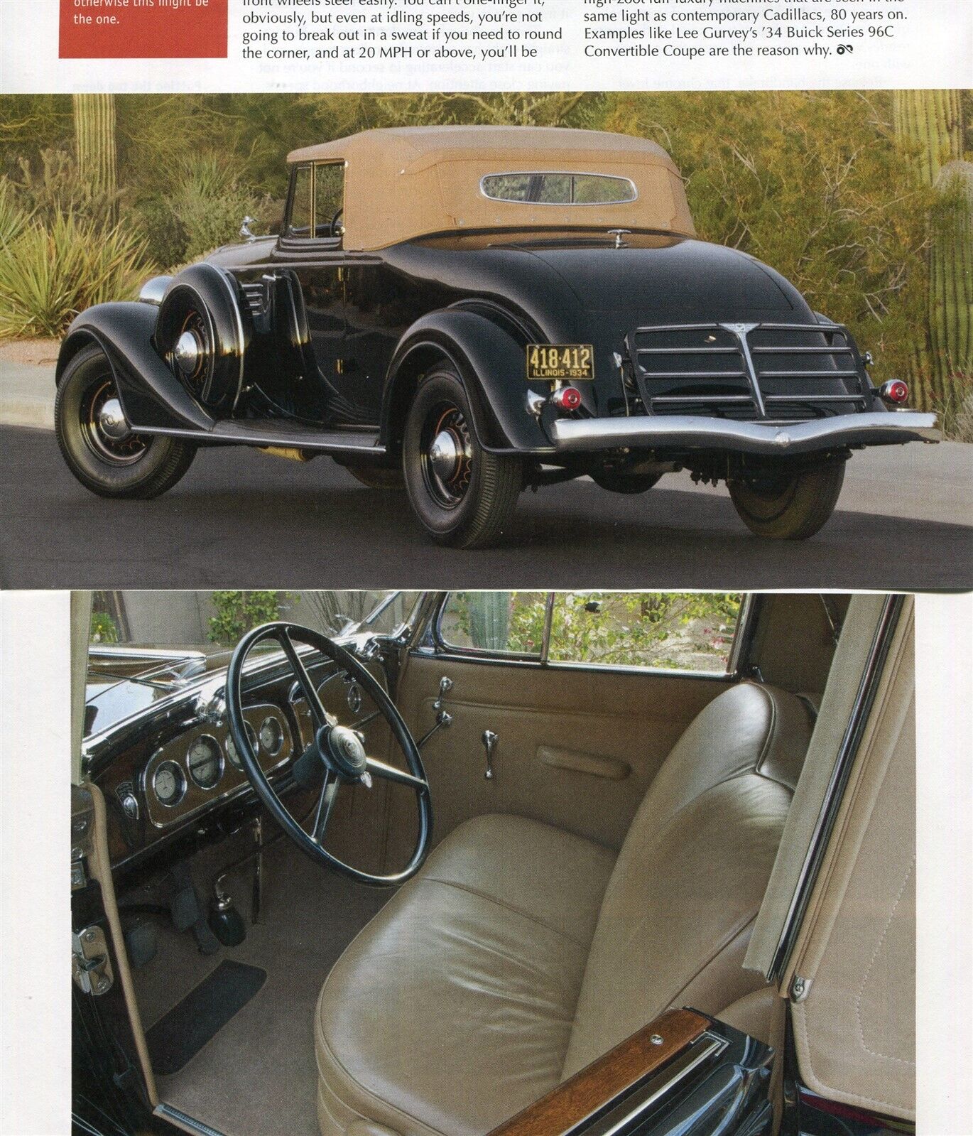 1934 BUICK 96C CONVERTIBLE 6 pg Article