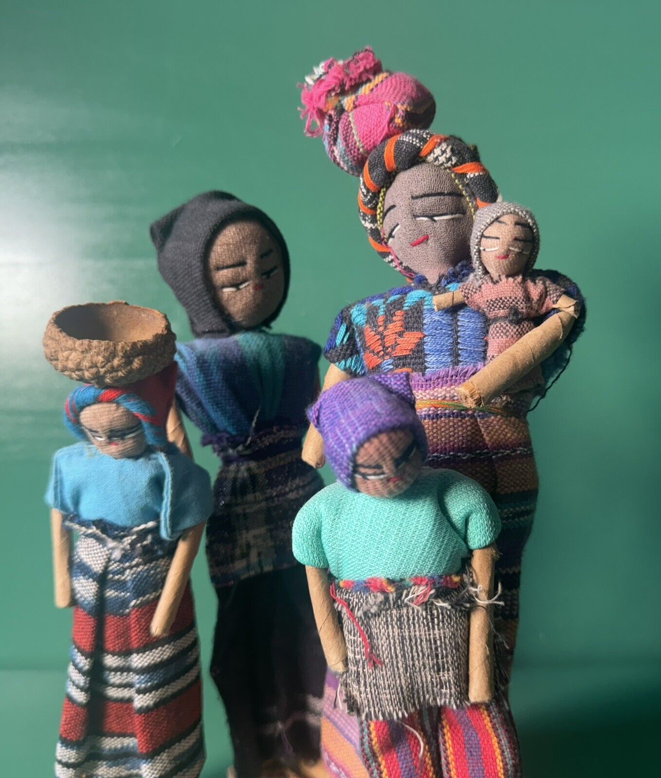 4 Vintage 1960’S Guatemalan Central American Folk Art handmade Dolls