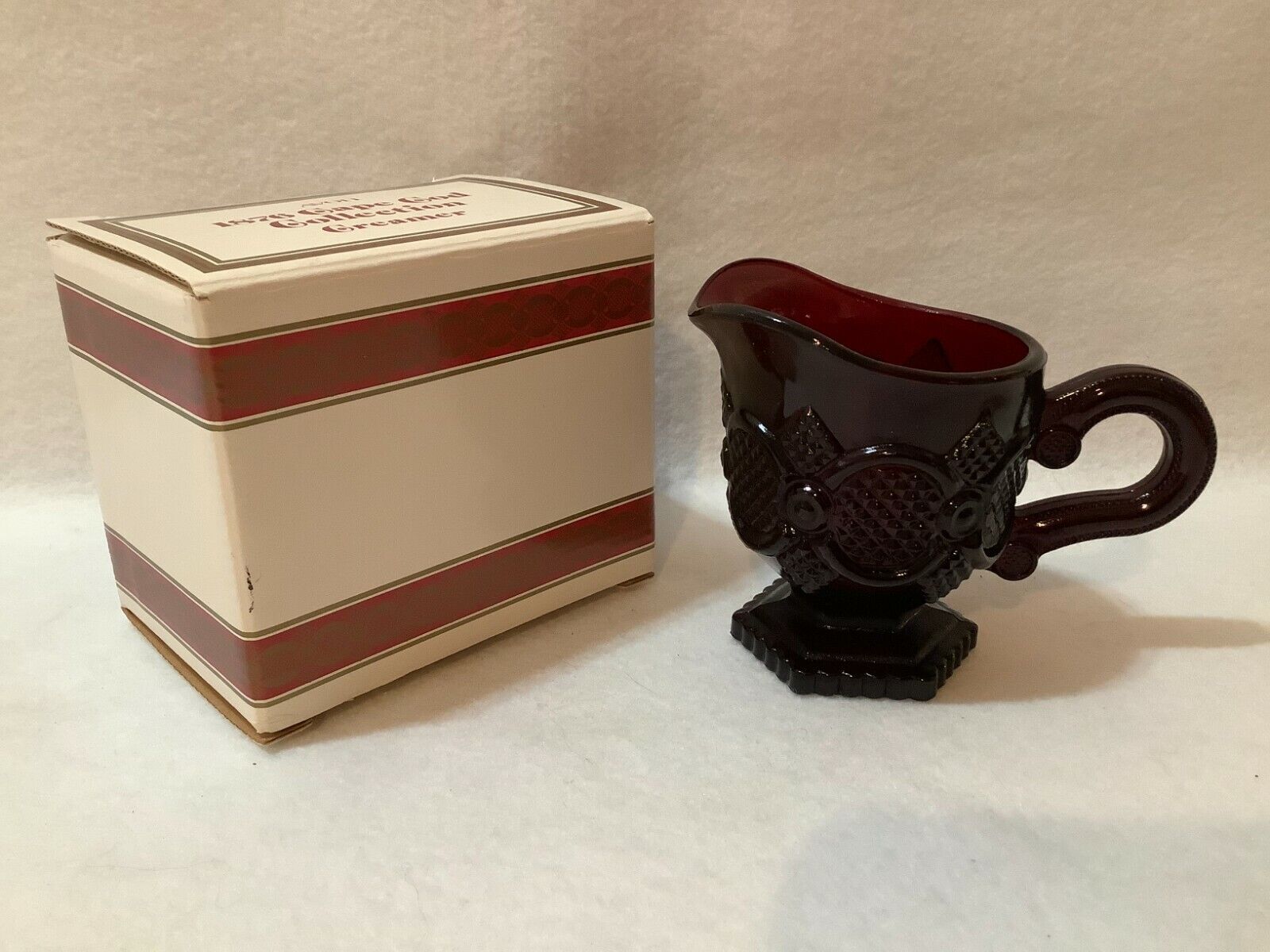 Avon 1876 Cape Cod Vintage Collection Creamer Red Glass MCM Collectible