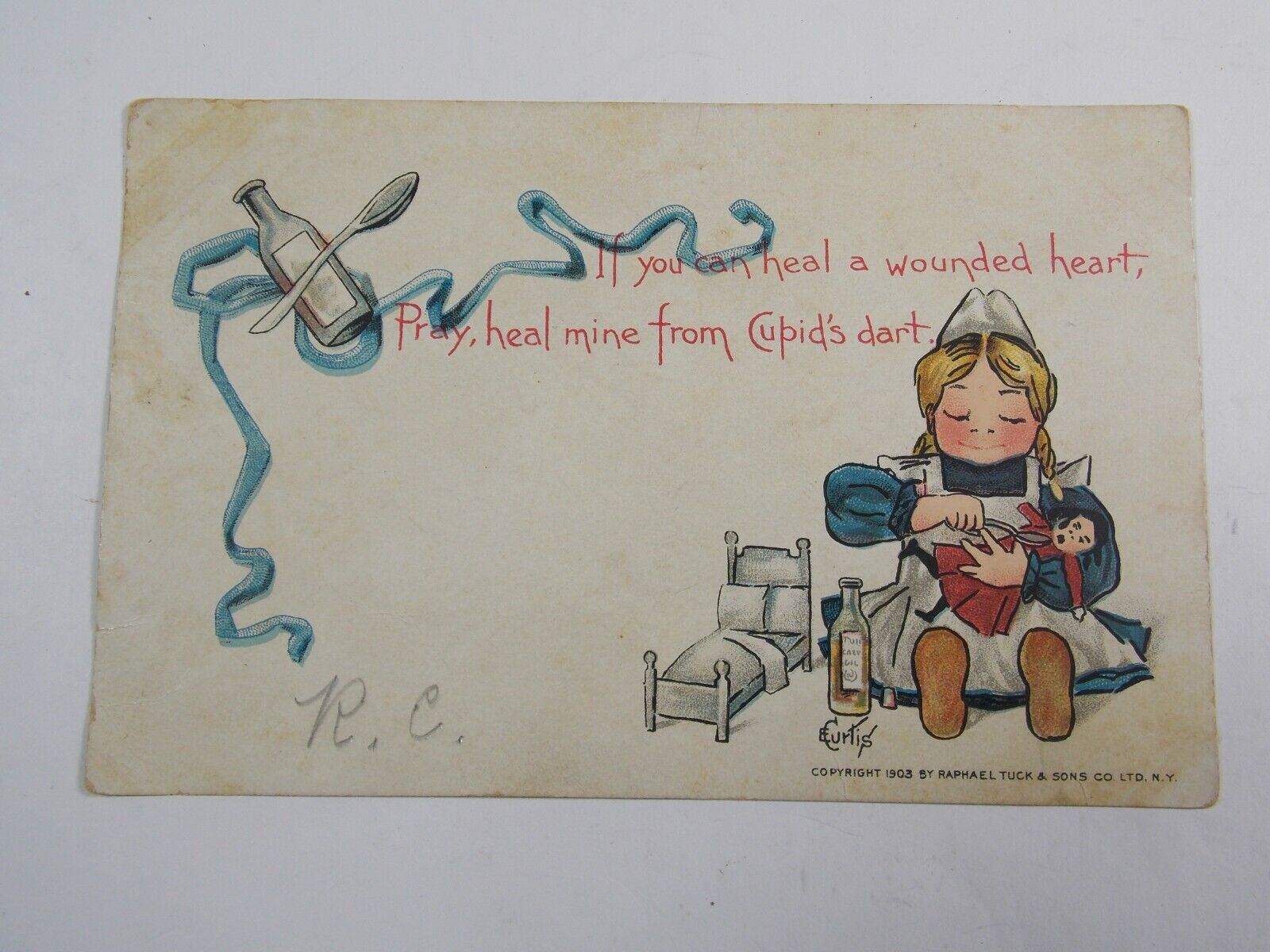 Vintage Postcard 1903 Girl Nurse If You Can Heal a Wounded Heart Prey Heal Mine