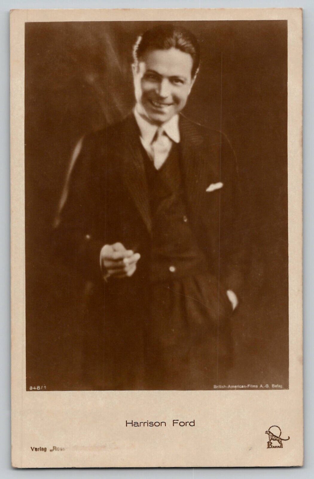 1920's Silent Film Movie Actor Harrison Ford Vintage RPPC Postcard Verlag Ross
