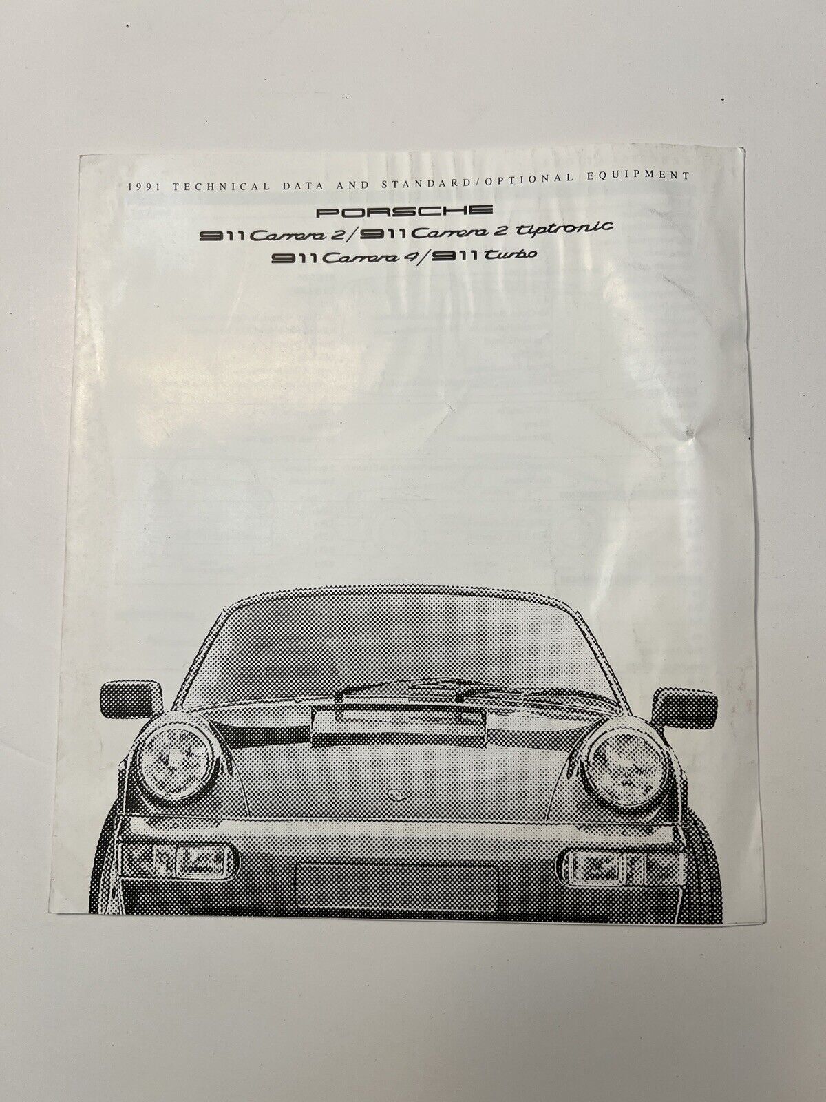1991 porsche 911 technical data brochure