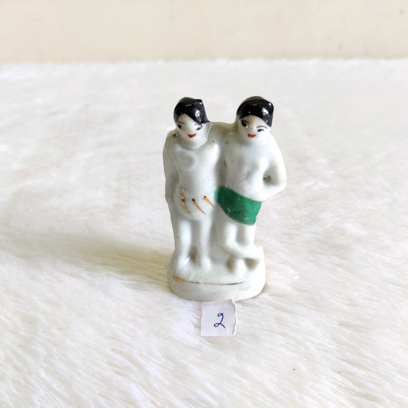 Antique Original Old Chang & Eng Bunker Siamese Twins Porcelain Figure Japan 2