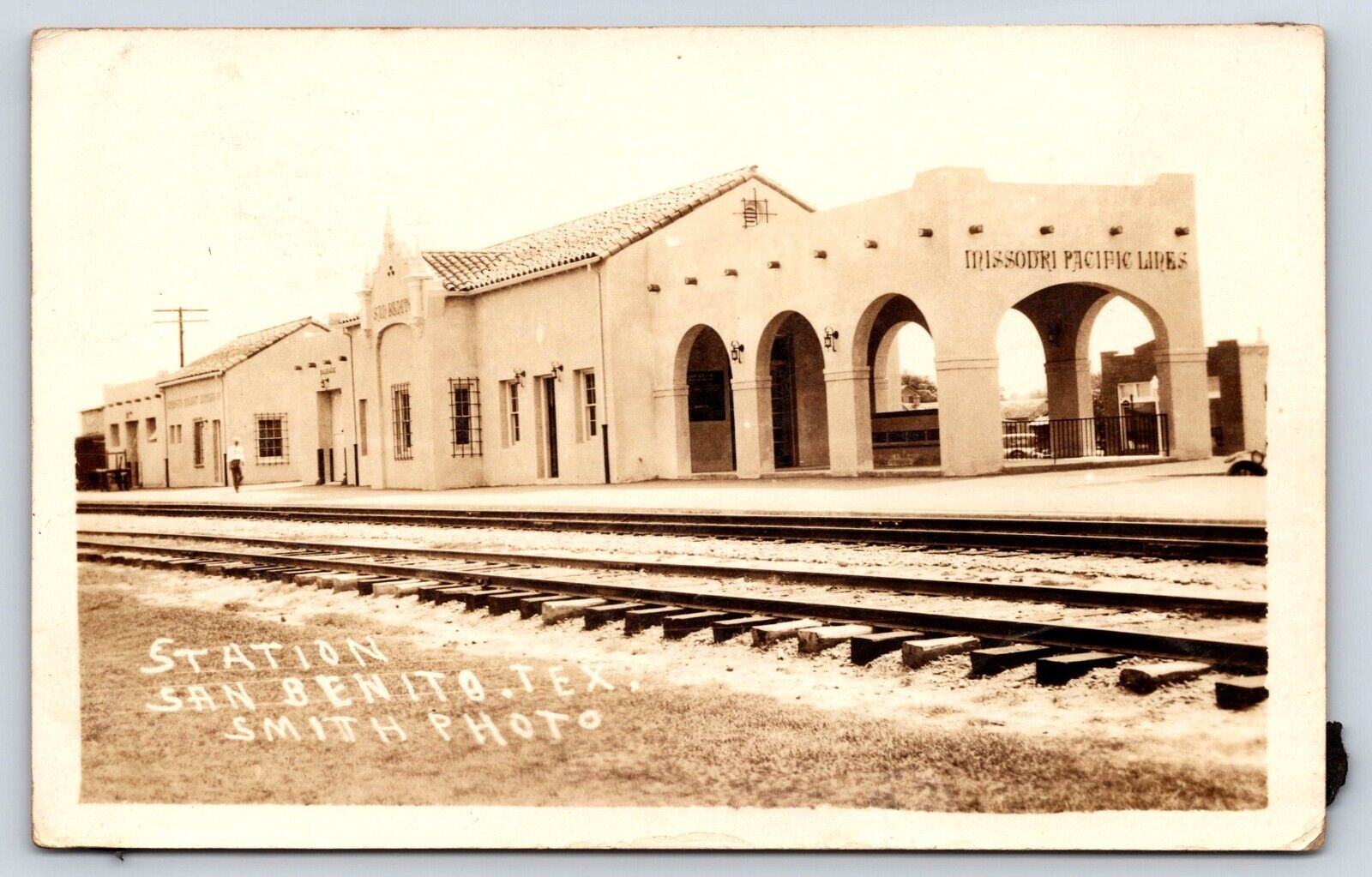 Texas San Benito Train Station Missouri Pacific Lines Vintage Postcard POSTED