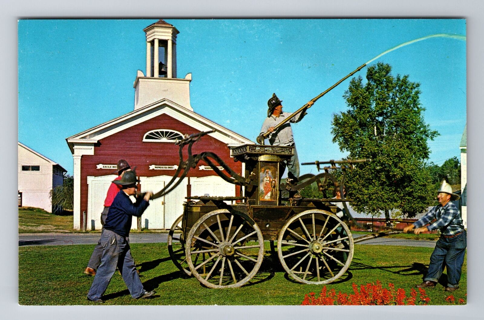 Monroe NY-New York, Old Museum Village, Fire House, Hand Pump Vintage Postcard