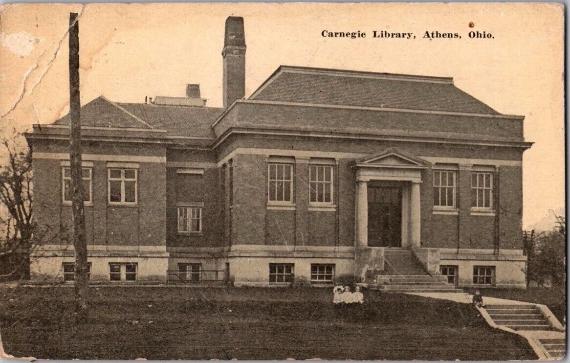 c1913 Carnegie Library Athens Ohio OH Postcard