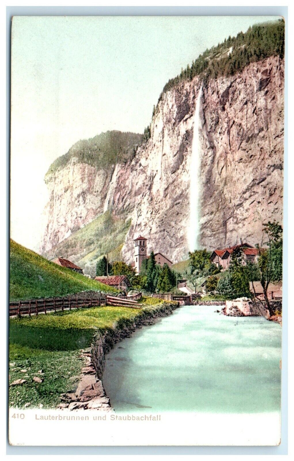 POSTCARD Lauterbrunnen und Staubbachfall Switzerland Waterfall 