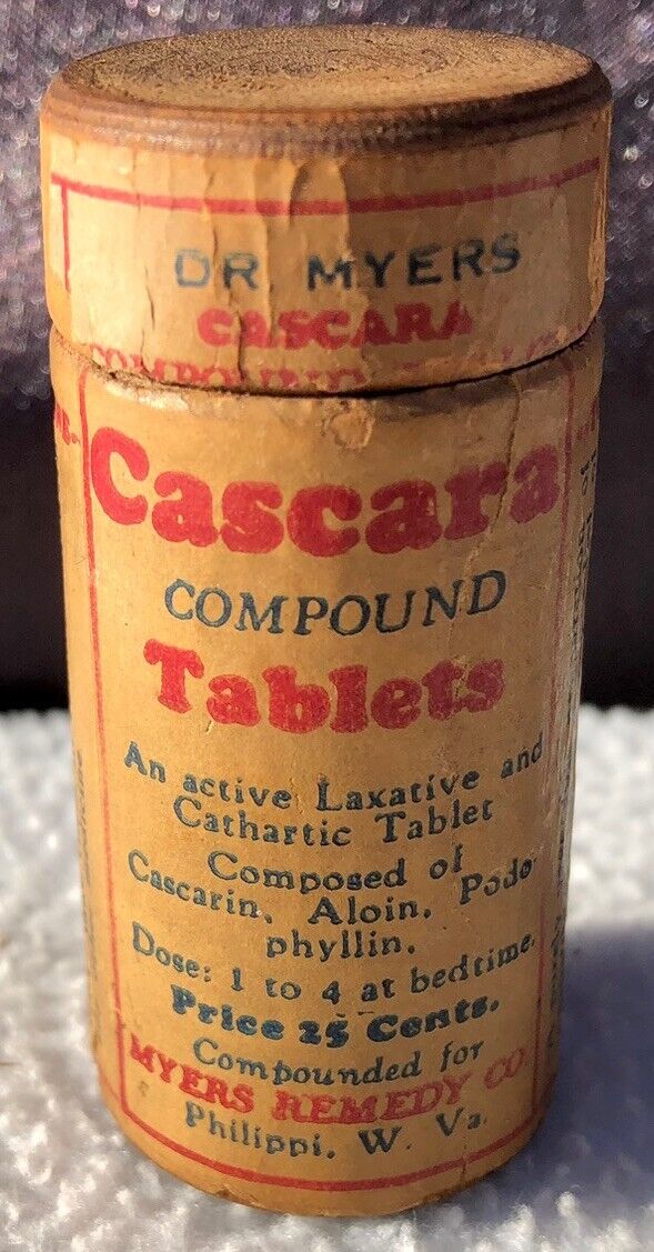 Vintage RARE Dr. Meyer\'s Cascara Compound Tablets Advertising Wood Bottle