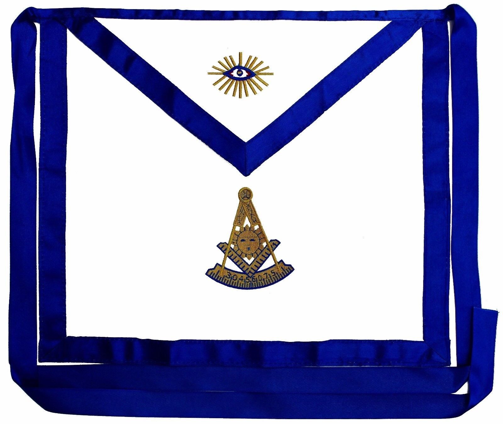Masonic Past Master Apron EMBROIDERED  Blue Lodge Fraternity DMA-1100GB