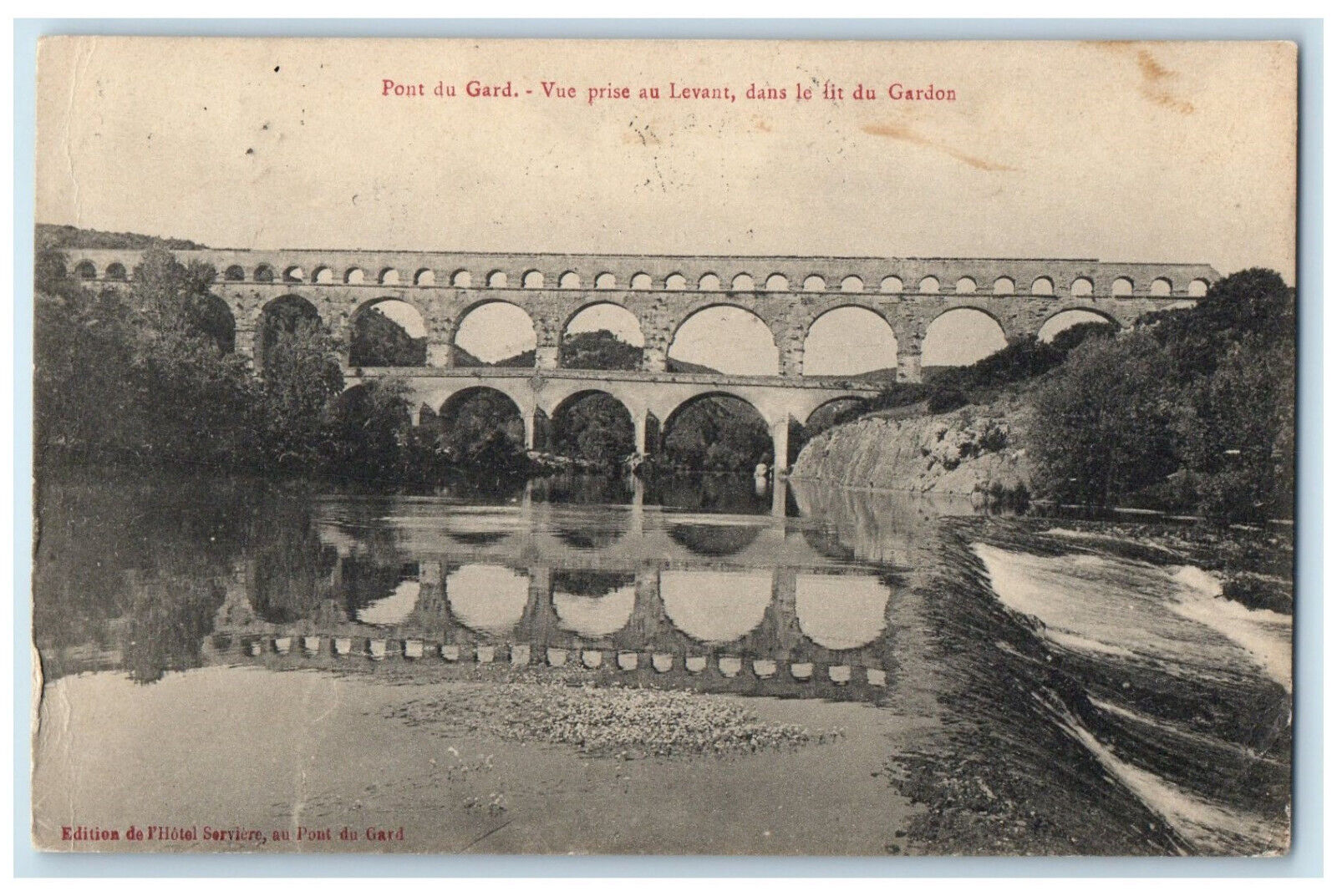 1913 View Taken From The Rise Vers-Pont-du-Gard France Antique Postcard