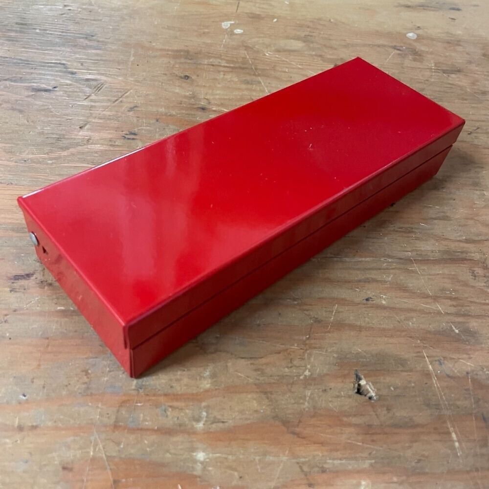 Small Red Metal Friction Lock Tool Box 7 1/4\