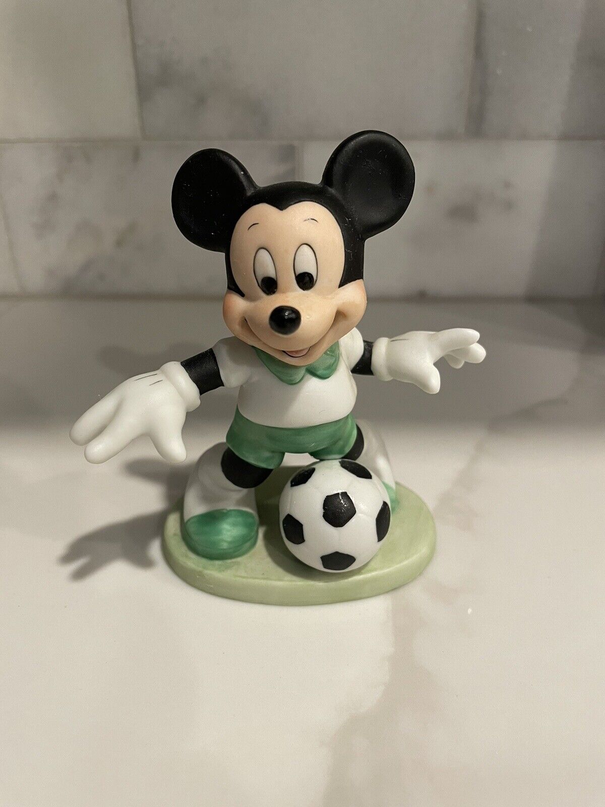 Vintage Disney Mickey Mouse Soccer Football Porcelain Figure