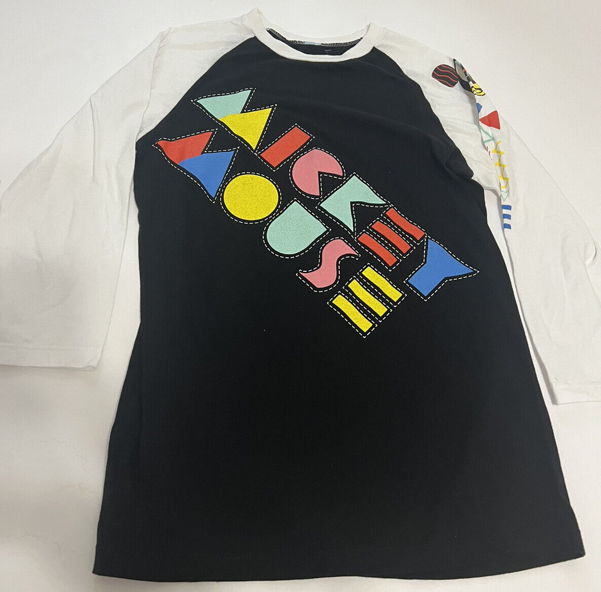 Disney Parks Mickey Mouse Retro 80/ 90s Style Graphic 3/4  Sleeve Shirt Small