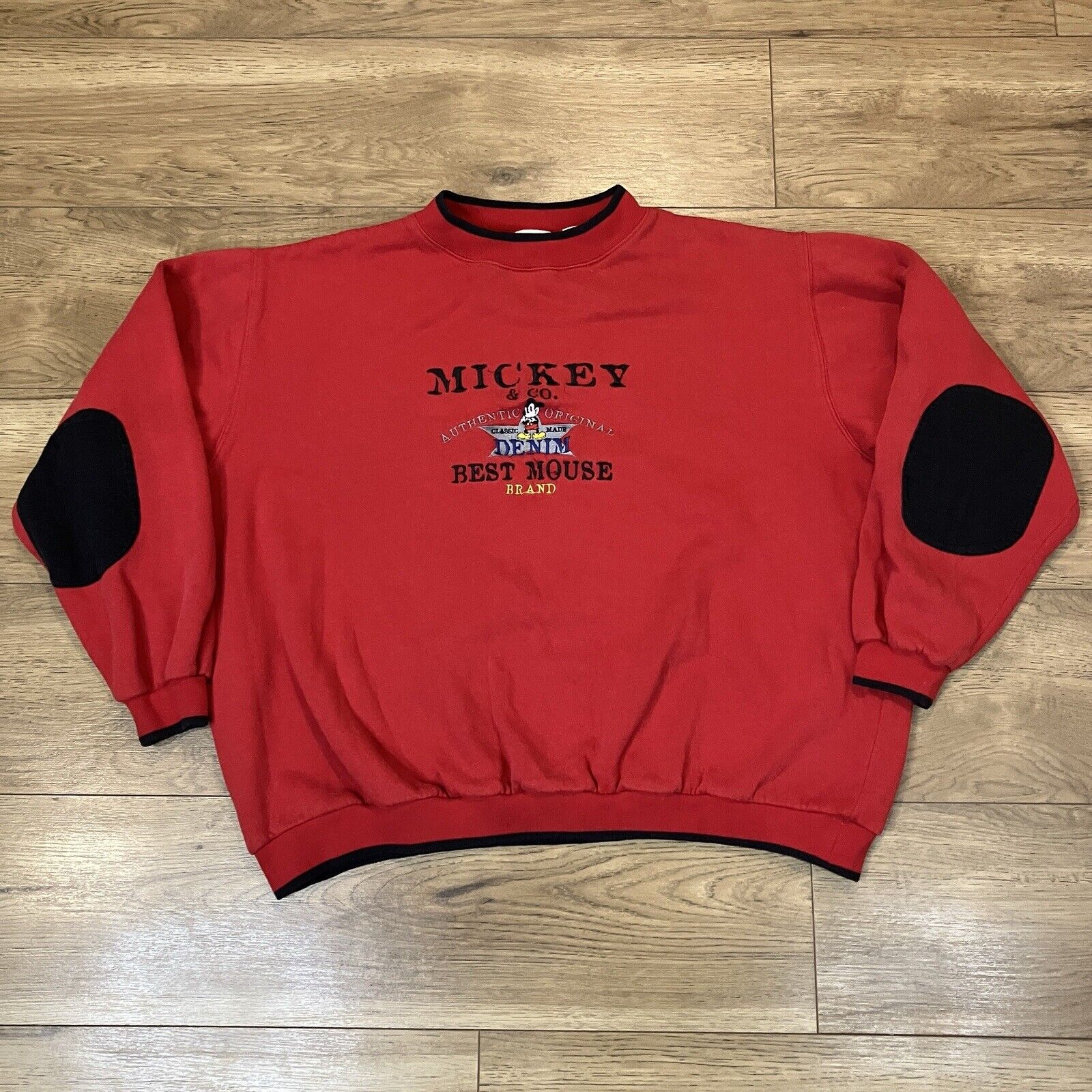 Size 3X Disney Mickey & Co Embroidered Crewneck Sweatshirt Vintage Red 90s *0730