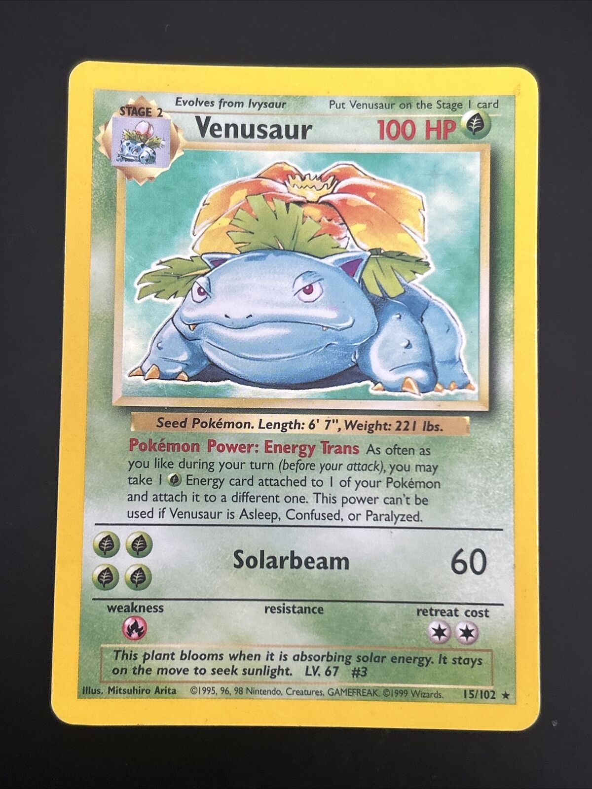 Pokémon TCG Venusaur Base Set 15/102 Holo Unlimited Holo Rare