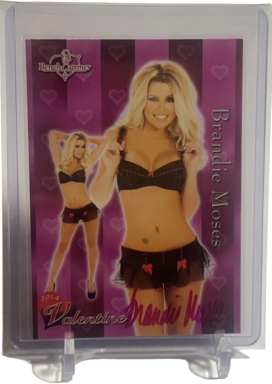 BRANDIE MOSES BENCHWARMER BENCH WARMER VALENTINE AUTOGRAPH AUTO CARD W/TOP LOAD