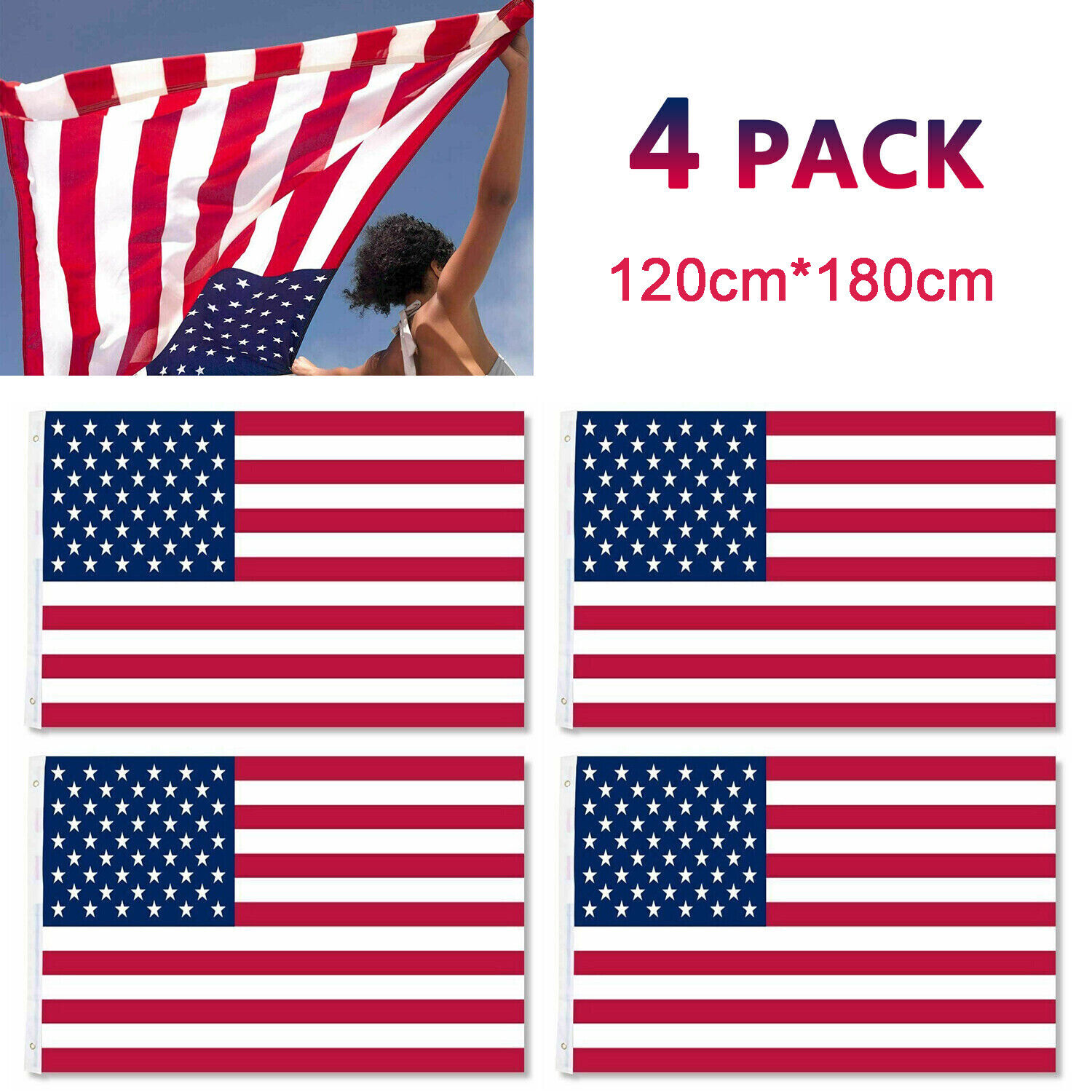 4pcs 4x6\' FT Outdoor US American USA Flag~with Grommets~United States of America