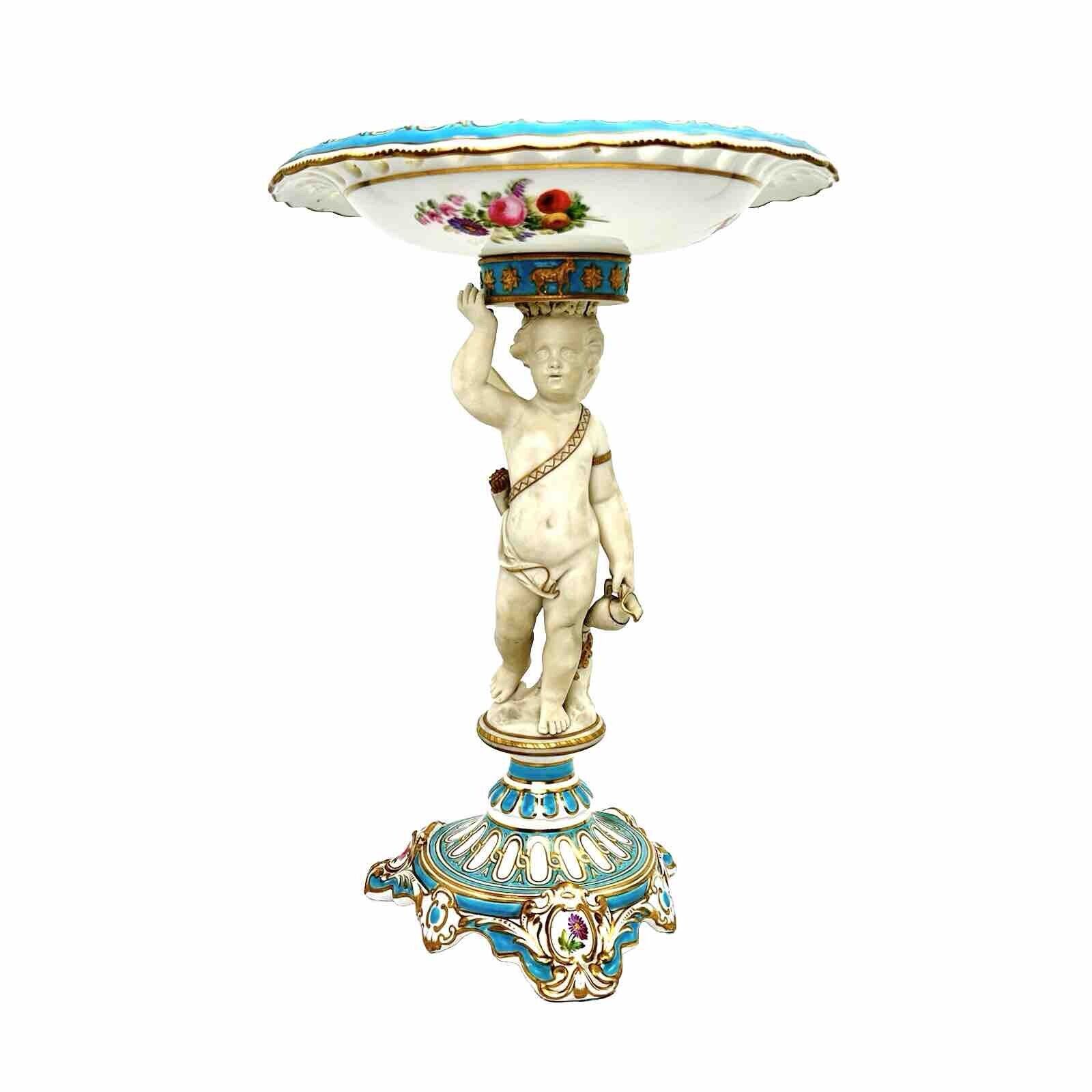 Antique COPELAND SPODE Cherub Pedestal Compote Bisque Porcelain Reticulated ￼