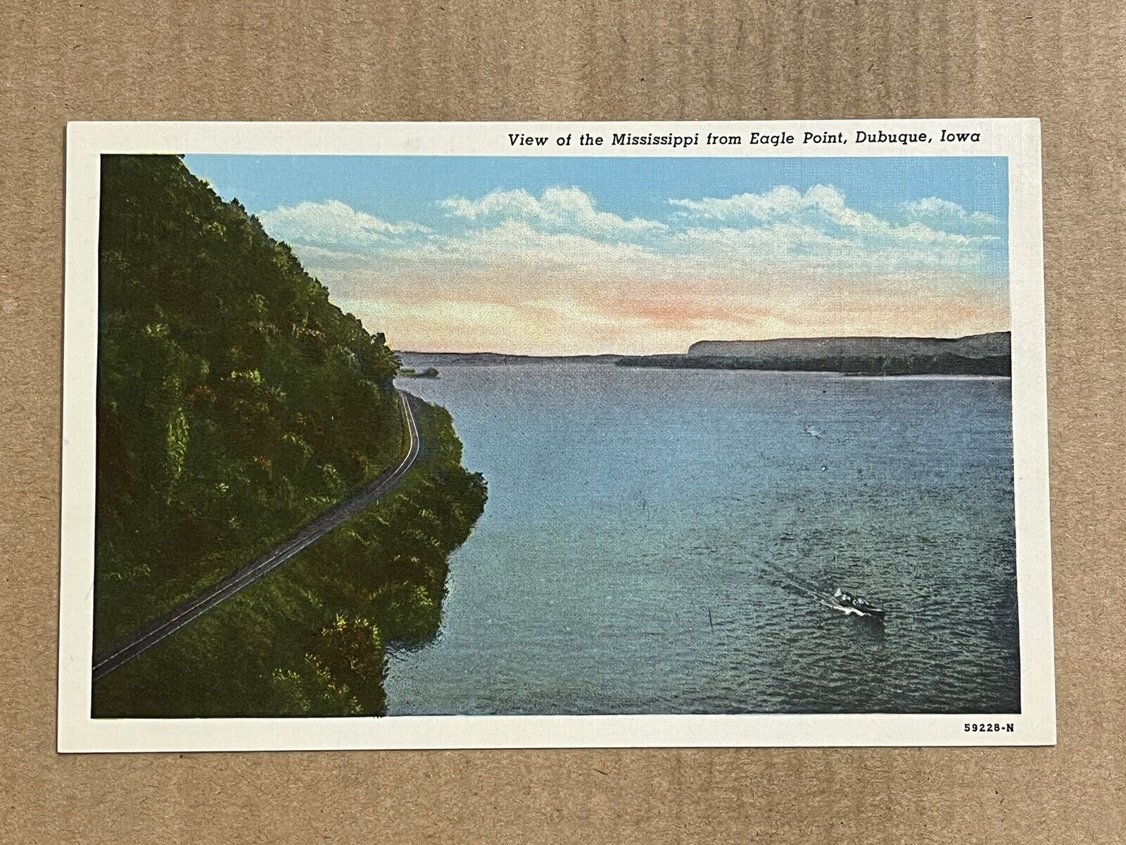 Postcard Dubuque IA Iowa Eagle Point Bluff Mississippi River Railroad Tracks