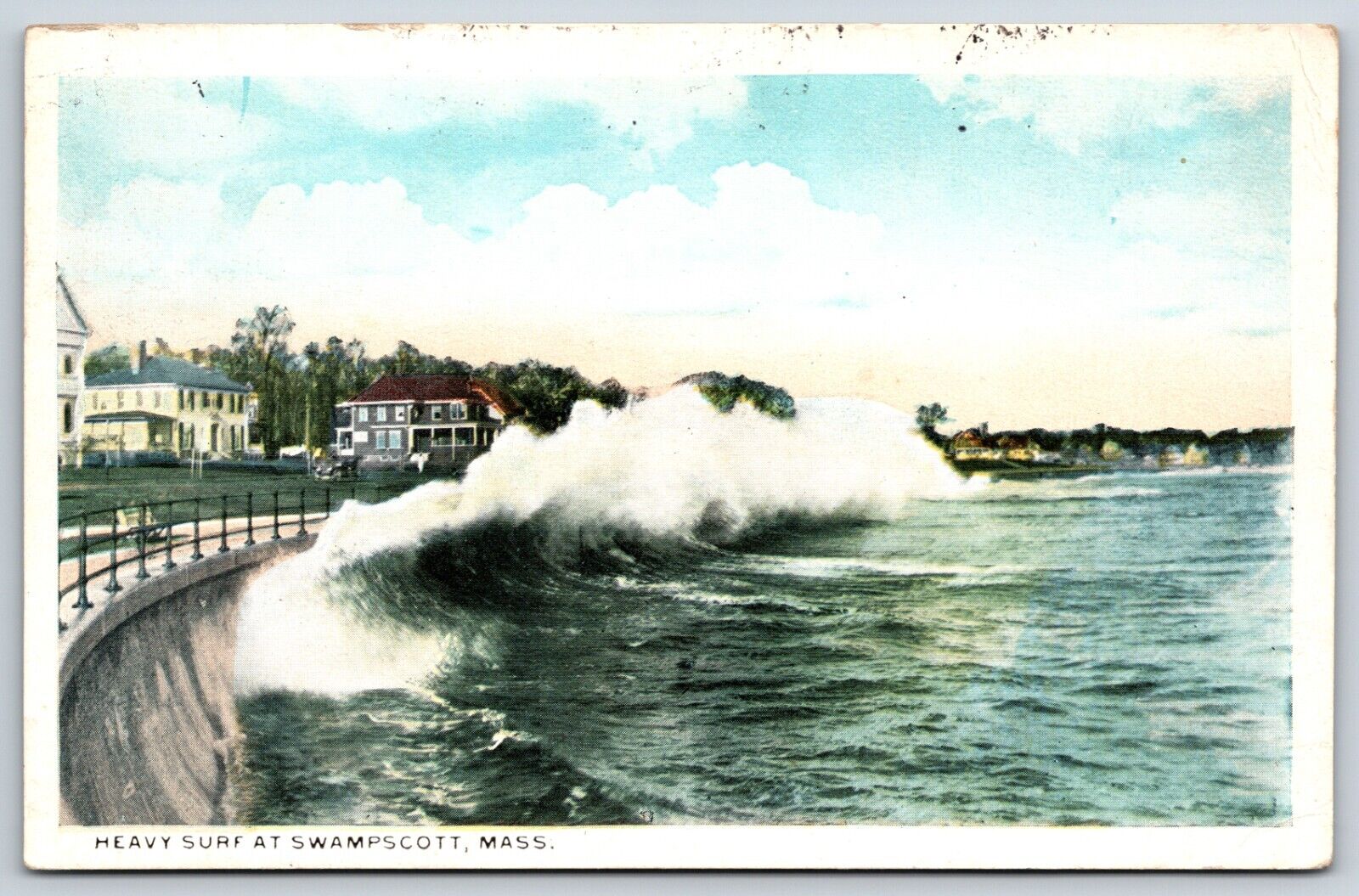 Postcard Heavy Surf At Swampscott, Massachusetts Posted 1925