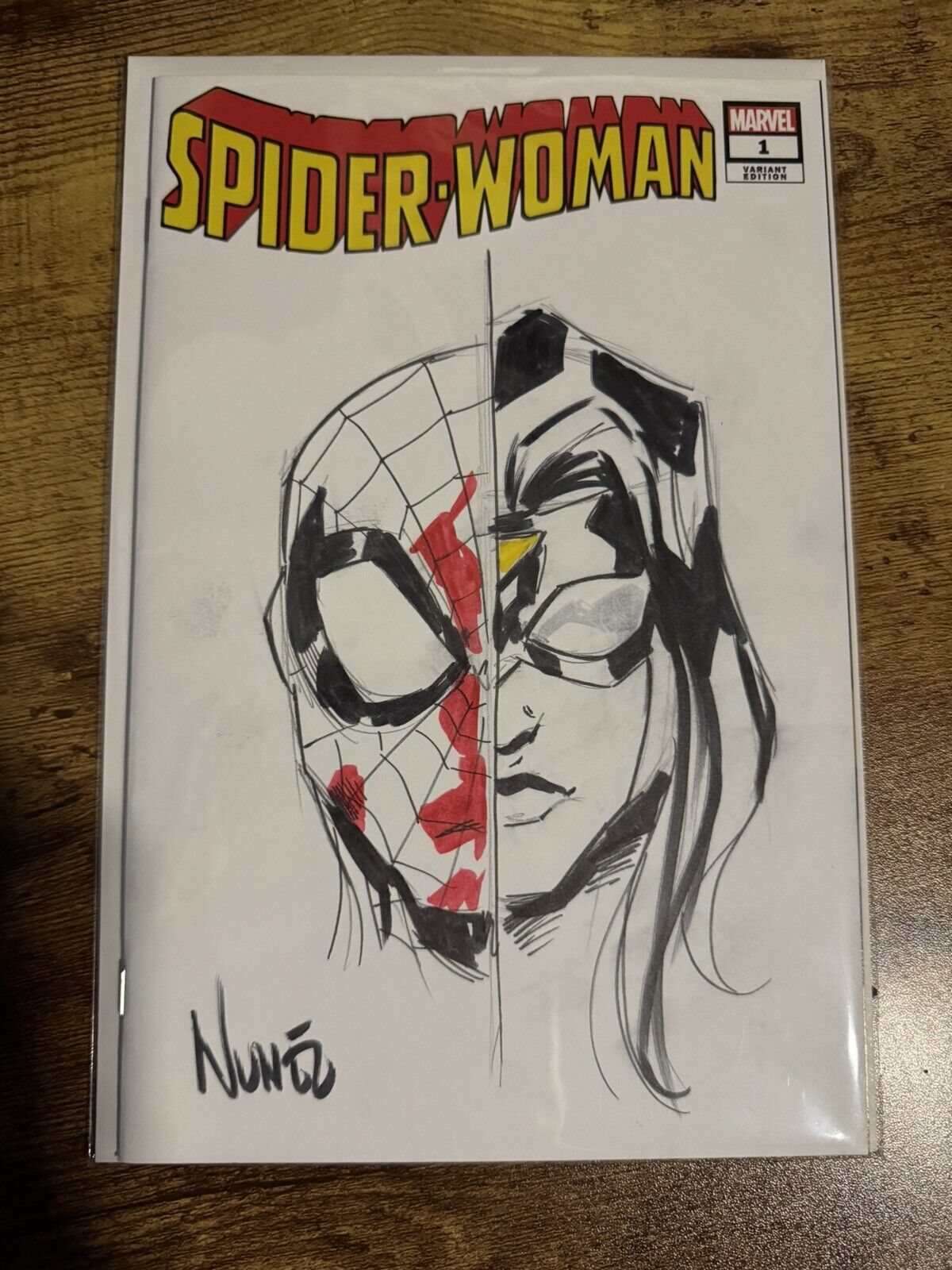 Spider-woman#1 Blank Sketch Variant Cover Signed & Sketched By Eddie Nunez COA