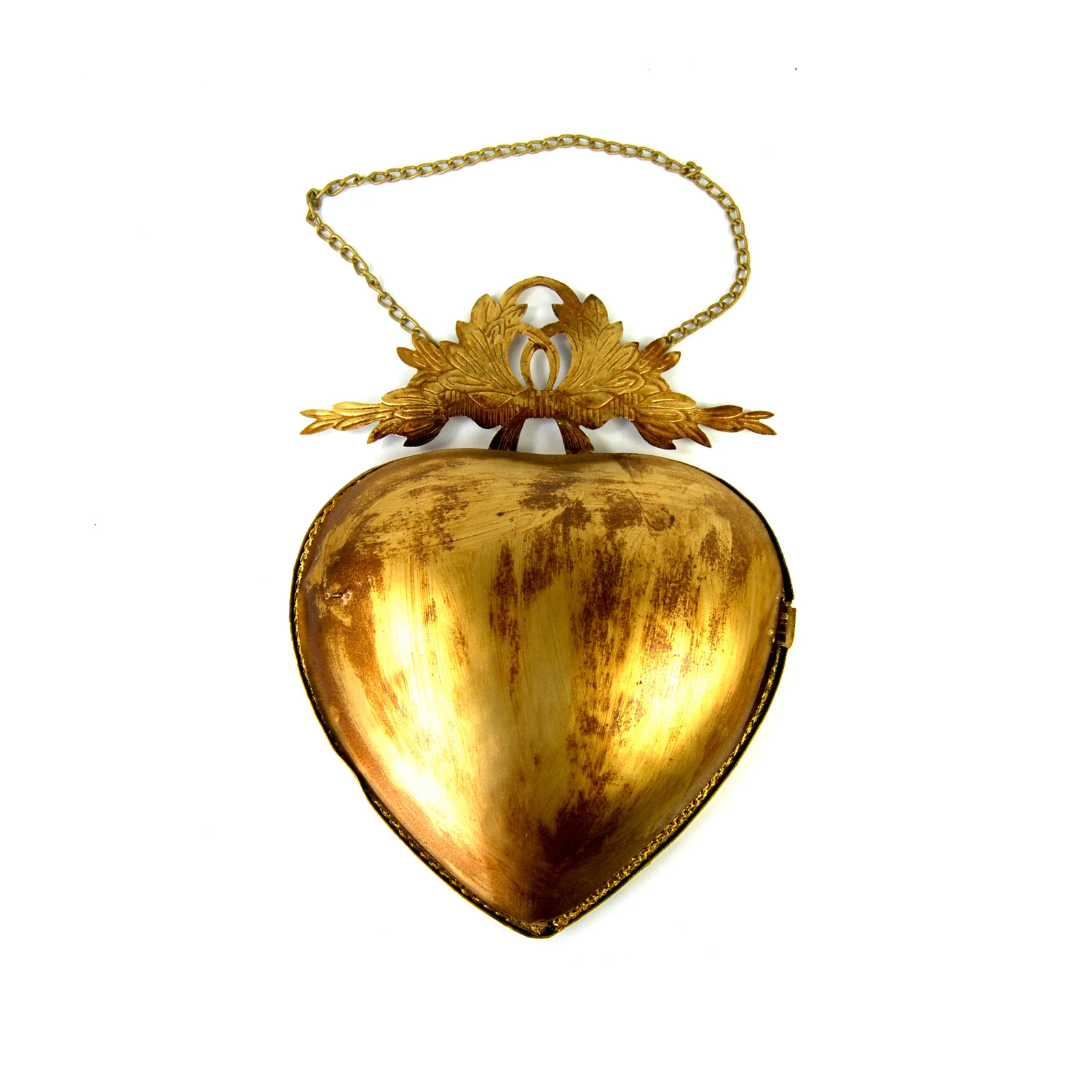 7.75in Ex Voto WALL MIRROR Sacred Heart Locket, Antiqued Gold Accent Mirrors