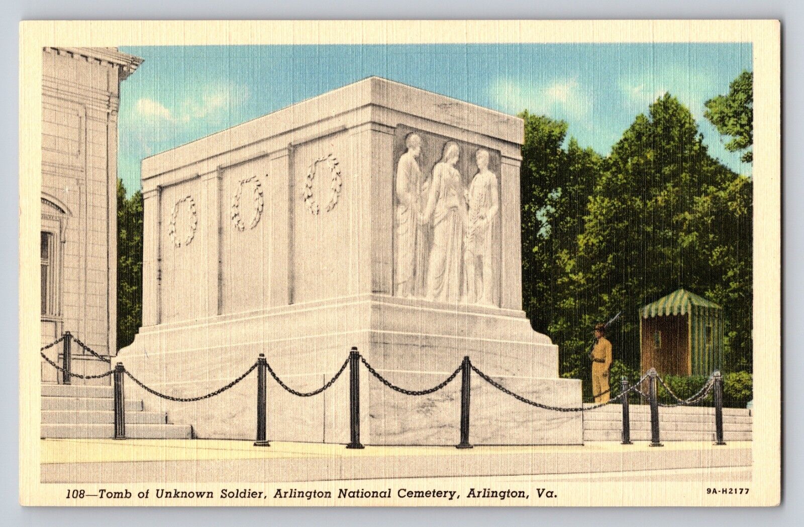 Vintage Linen Postcard Tomb of Unknown Soldier Arlington National Cemetery VA