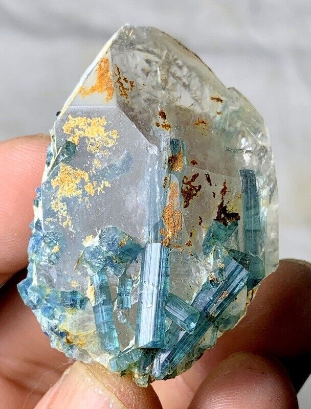 265 Carats beautiful Blue Tourmaline with quartz Specimen From Afghanistan