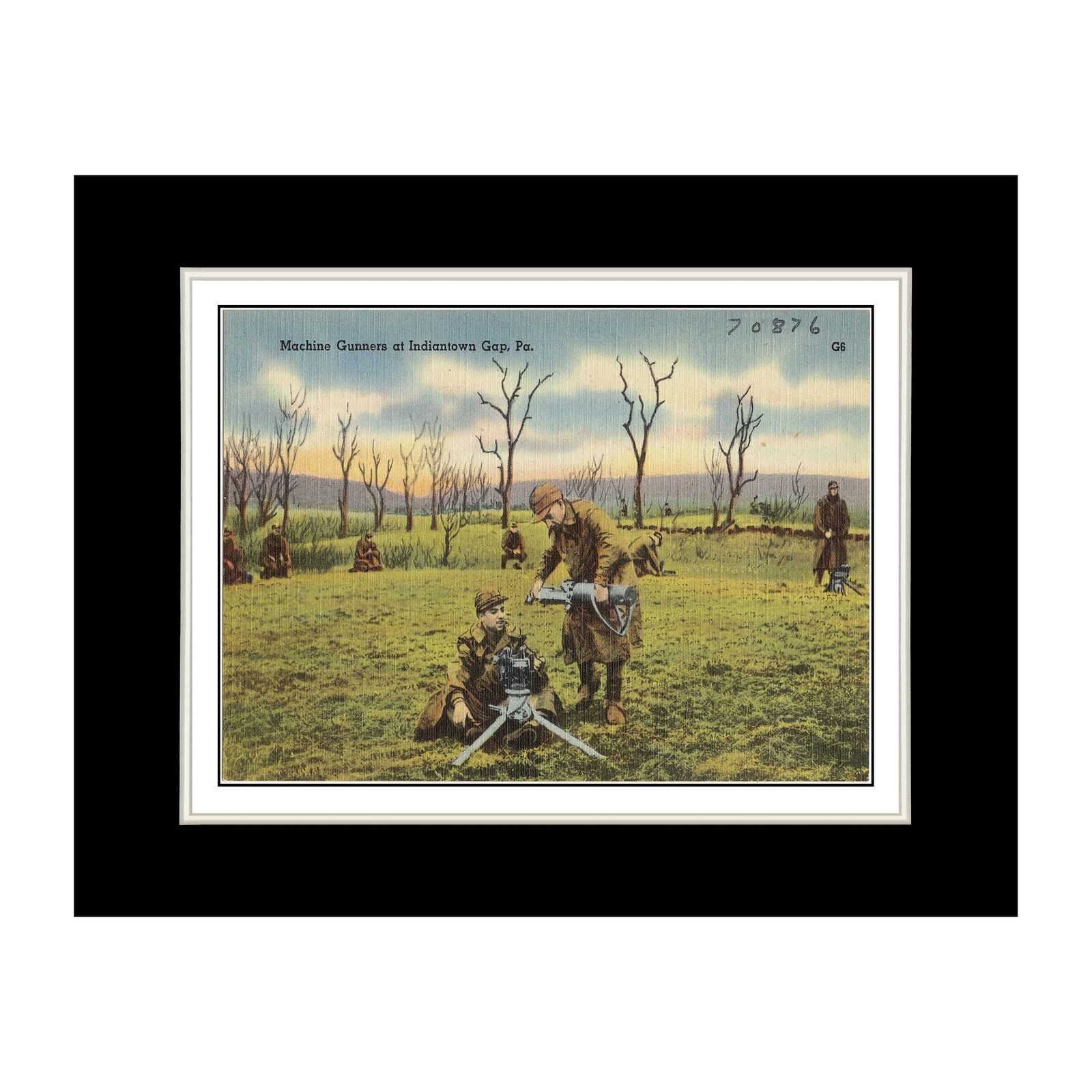 Art Print - Pennsylvania Postcard - Machine gunners at Indiantown Gap, Pa.