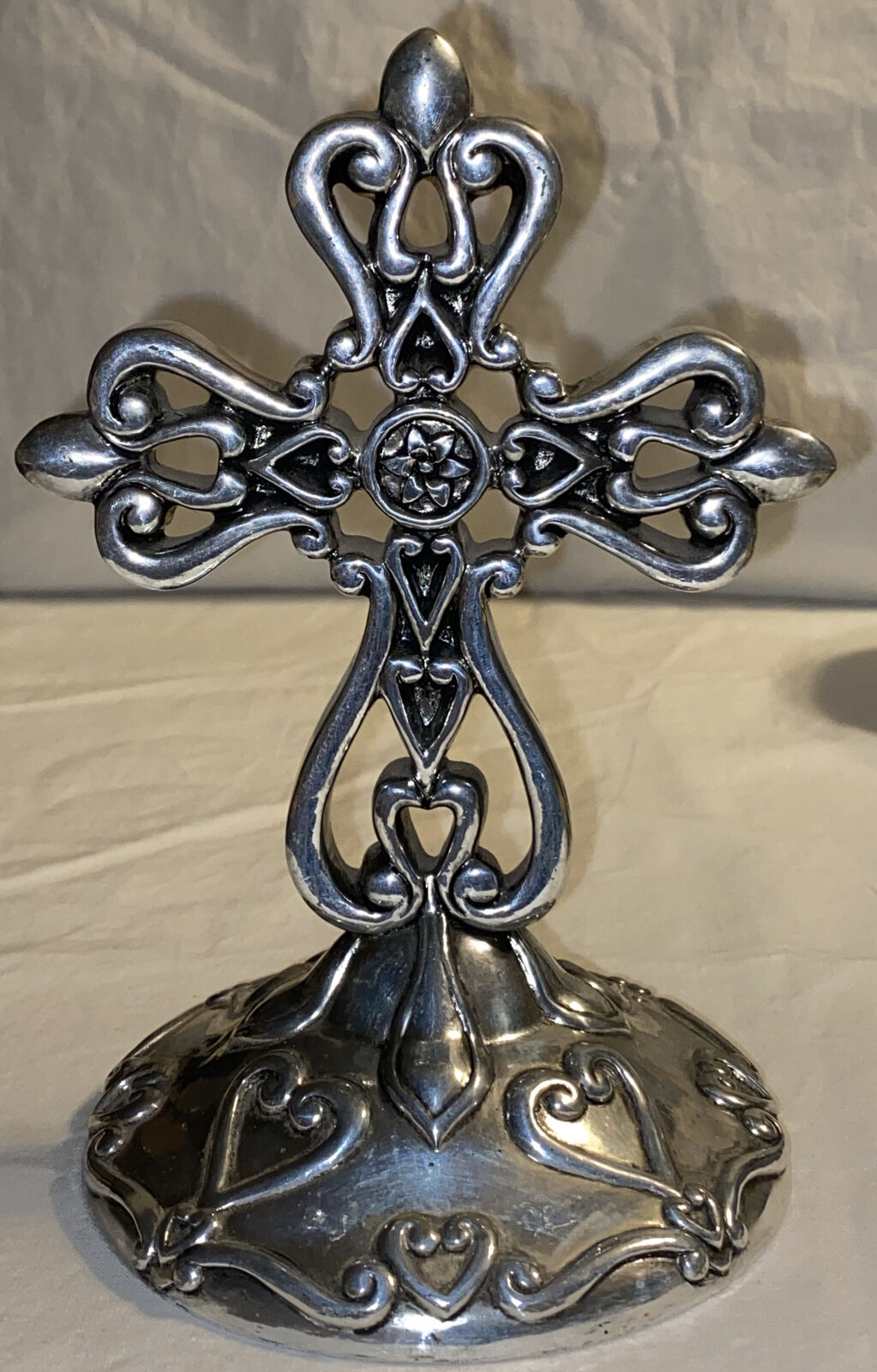 Vintage Cross 2003 TFC Hearts Free Standing Silver-Tone Pewter Aluminum 7.5\