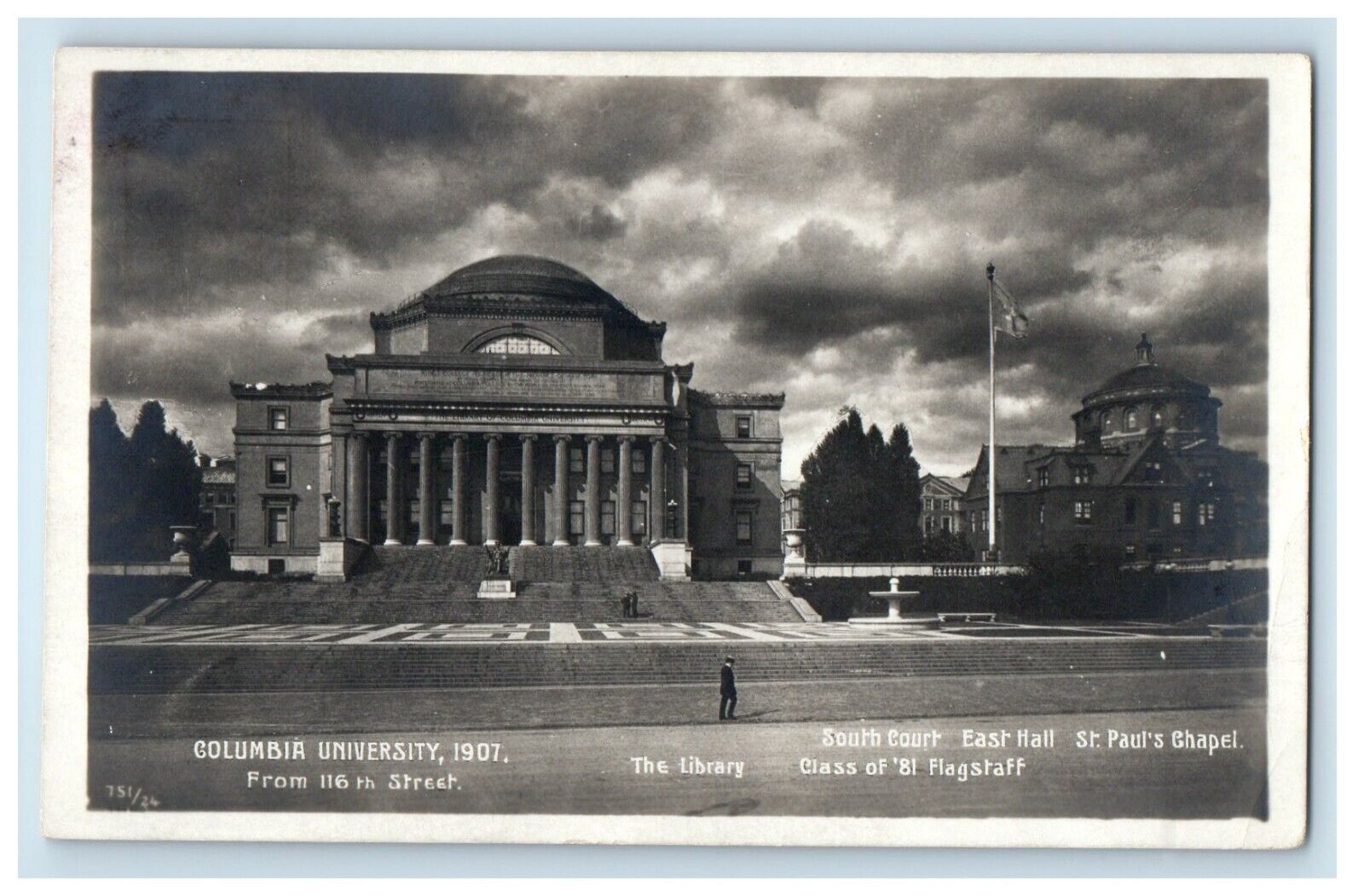 1908 Columbia University Building From 116th Street NY RPPC Photo Postcard