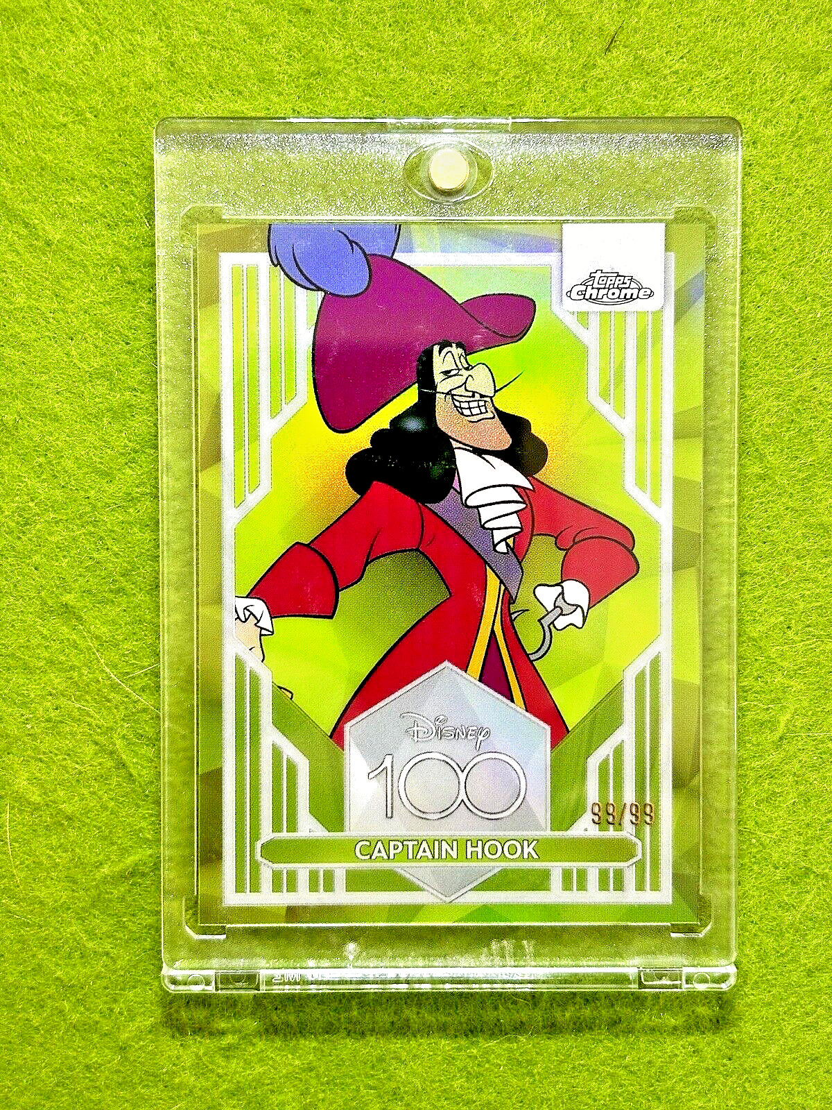 Captain Hook DISNEY 100 GREEN REFRACTOR # 99/99 CARD 2023 Topps Chrome PETER PAN
