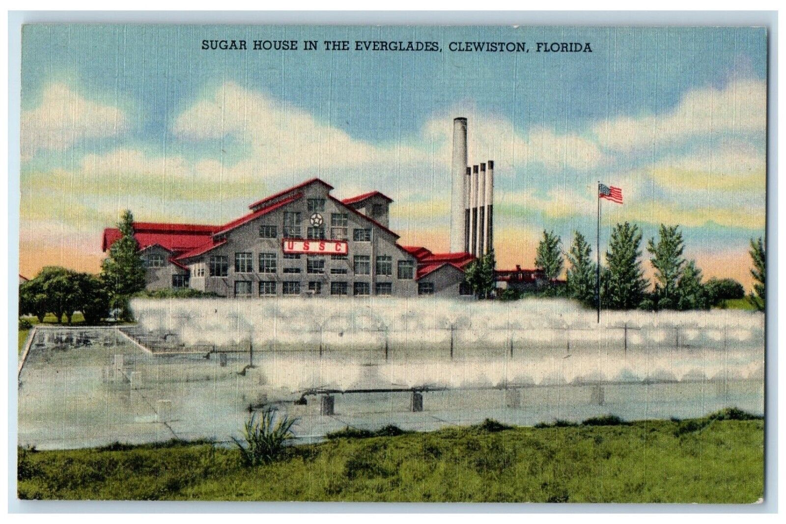 c1940\'s Sugar House In The Everglades Clewiston Florida FL Vintage Postcard