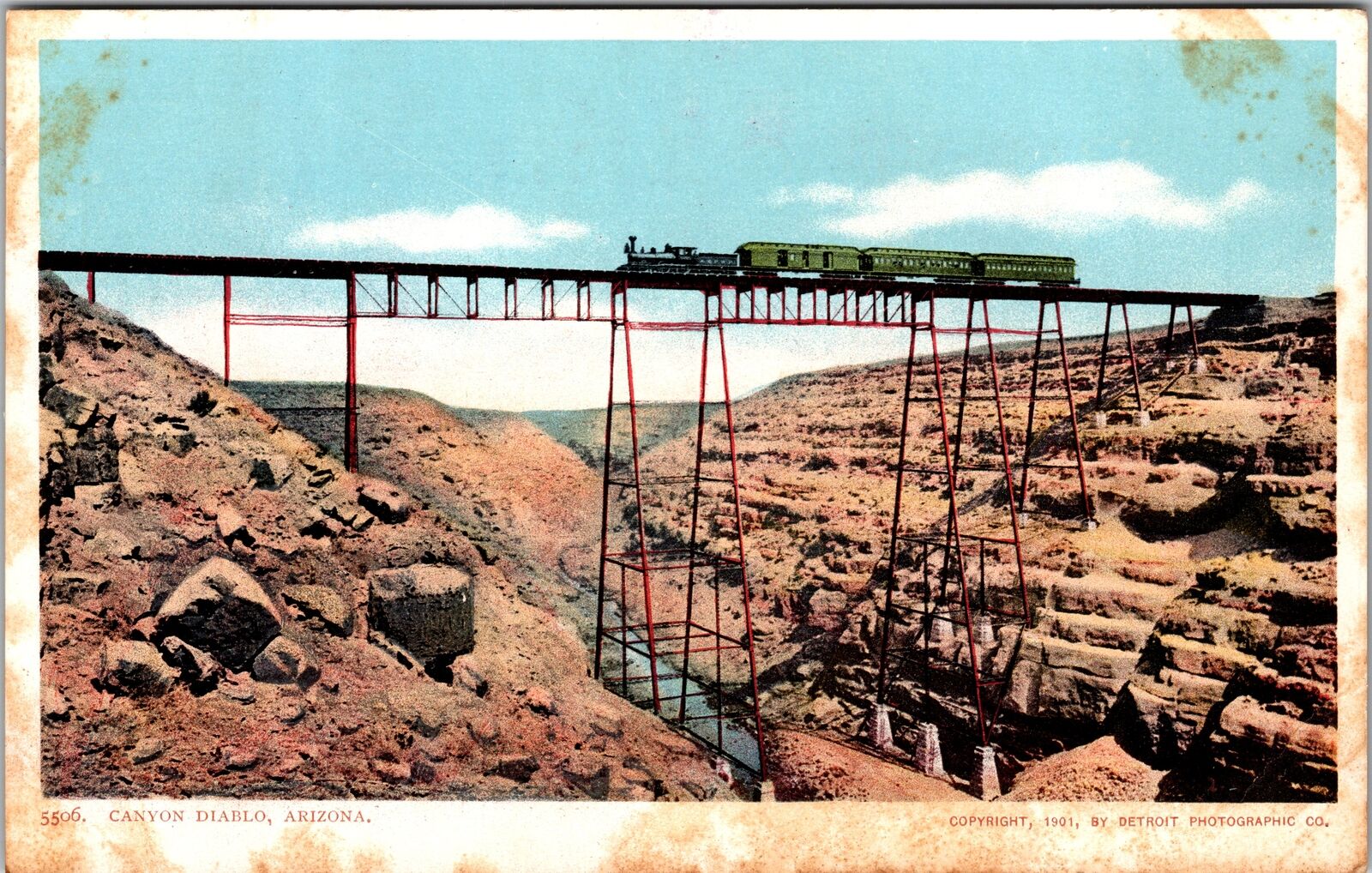Canyon Diablo AZ-Arizona, Train Crossing High Bridge, Vintage Postcard