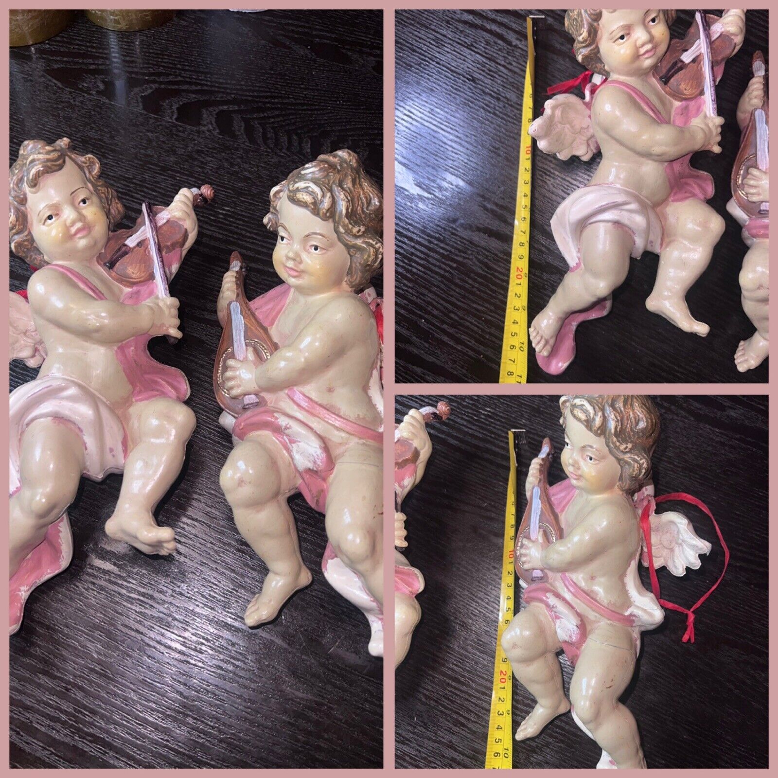 Baby Angel Cherub 9”  Figurine Set of 2 Resin Spiritual  Decor [Used]