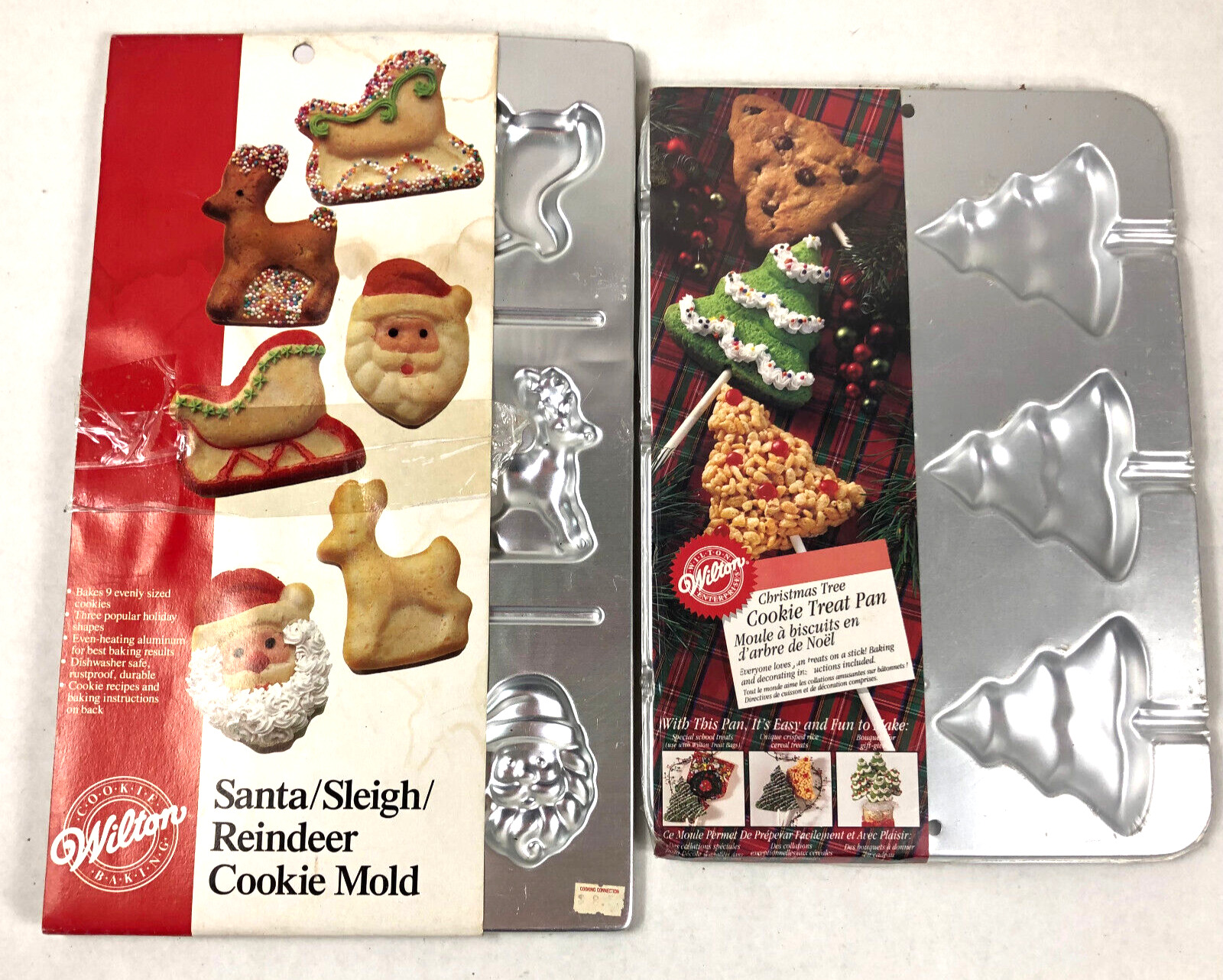 Vtg 1986 1995 Wilton Cookie Candy Mold Pan Santa Reindeer Sleigh Christmas Tree