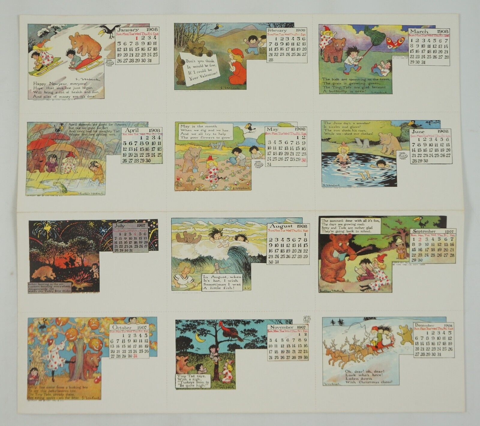 Terror of the Tiny Tads Calendar Postcard set - Gustave Verbeek - Sunday Press