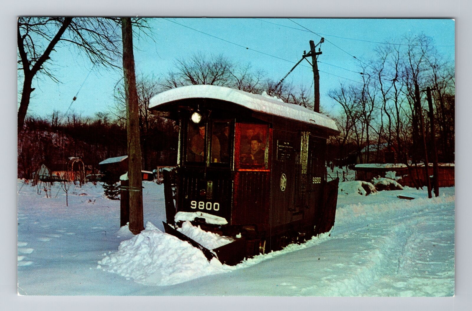Trains -Branford Electric Railway, Built 1898 Snow Plow #9800 Vintage Postcard