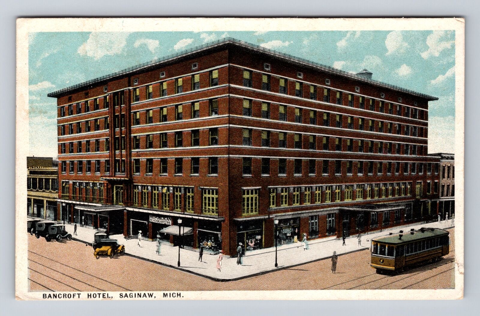 Saginaw MI-Michigan, Bancroft Hotel, Advertising, Vintage c1924 Postcard