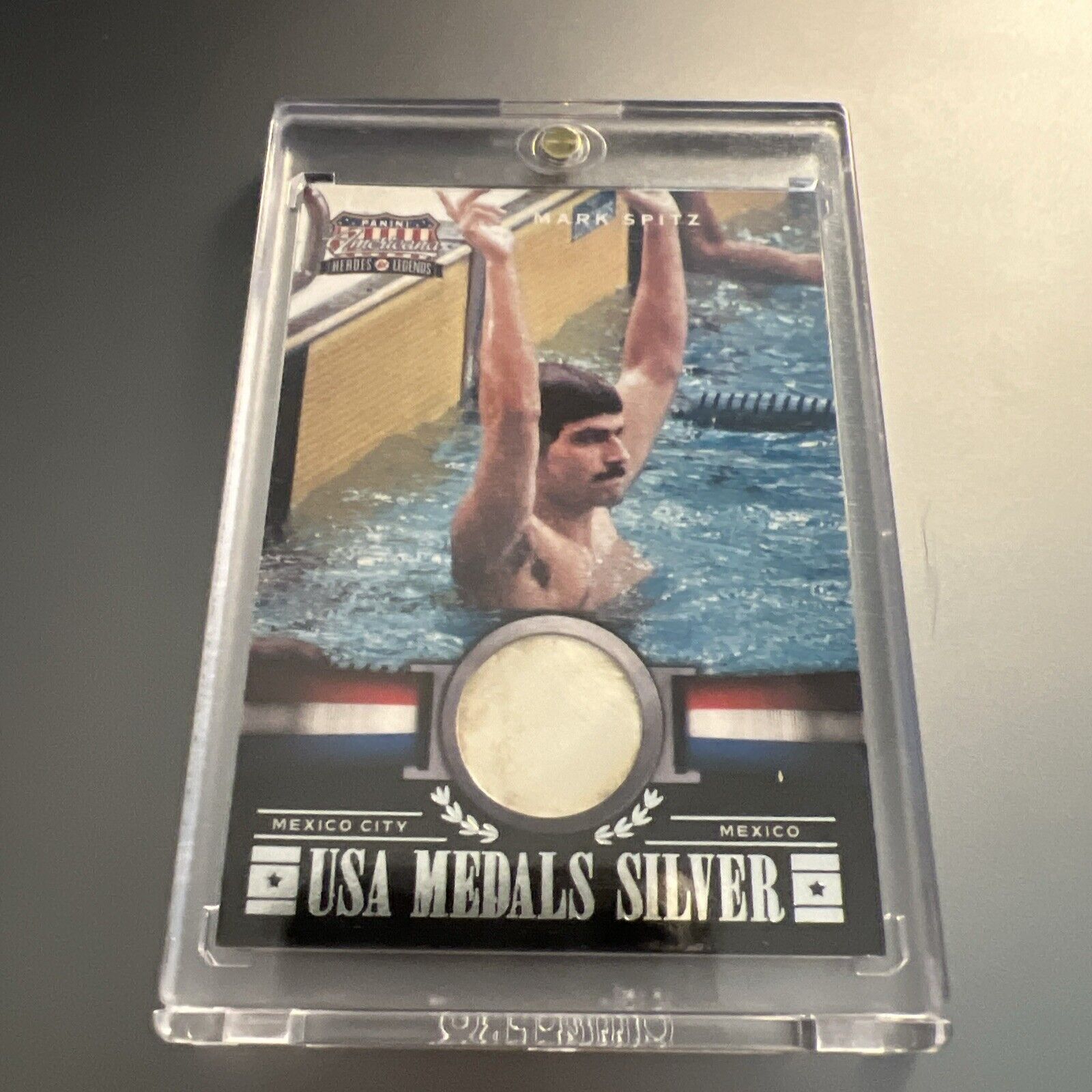 2012 Panini Americana Heroes and Legends Medals Mark Spitz 2/5 Real Silver