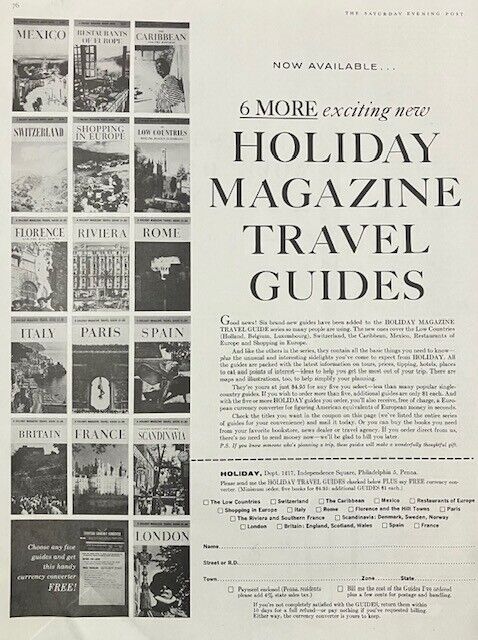 1961 Original Vintage Holiday Travel Magazine Europe Tourism Vacation Ad