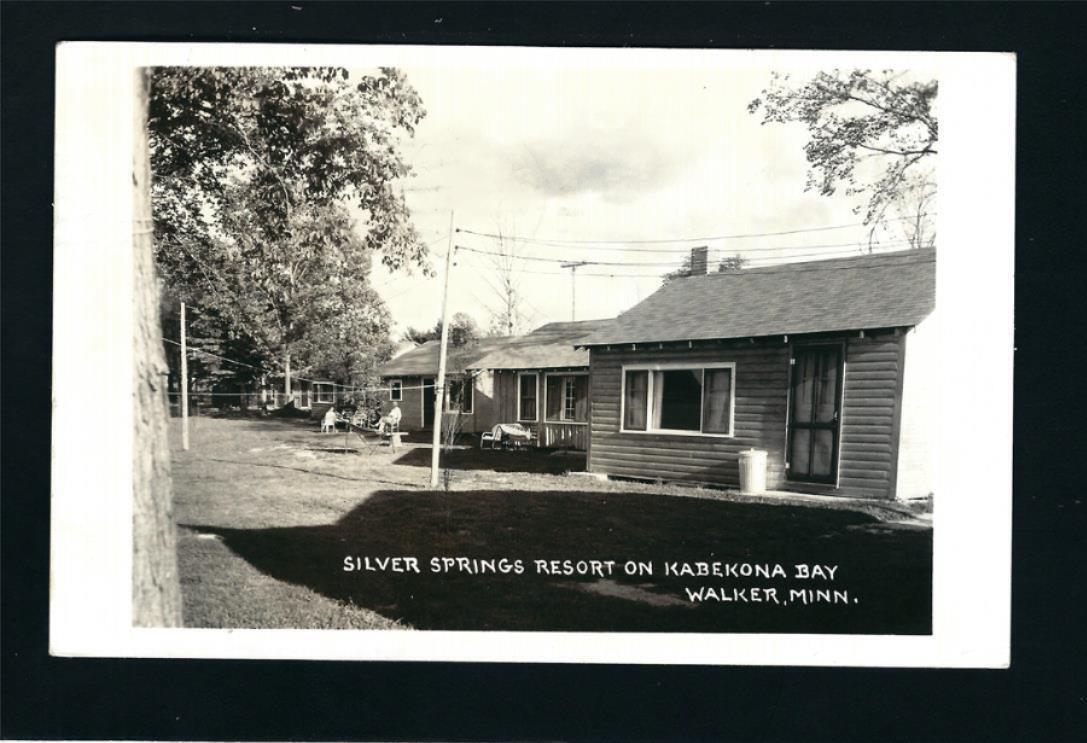 Walker Minnesota MN 1957 RPPC Old Kabekona Bay Silver Spring Resort Cabin Row