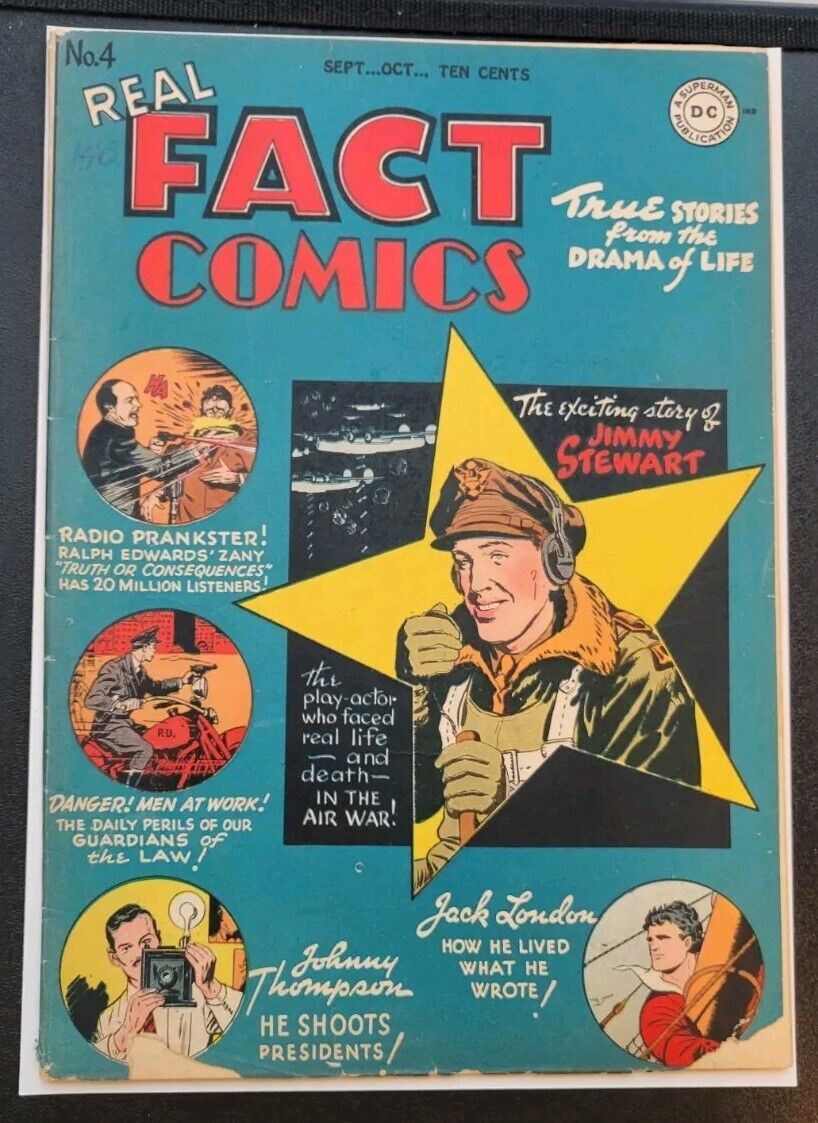 Real Fact Comics #4 1946-DC-Jimmy Stewart-Jack London - VG