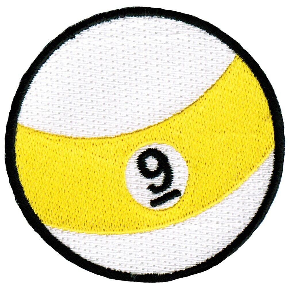9-BALL EMBROIDERED IRON-ON PATCH POOL BILLIARDS NINE souvenir emblem