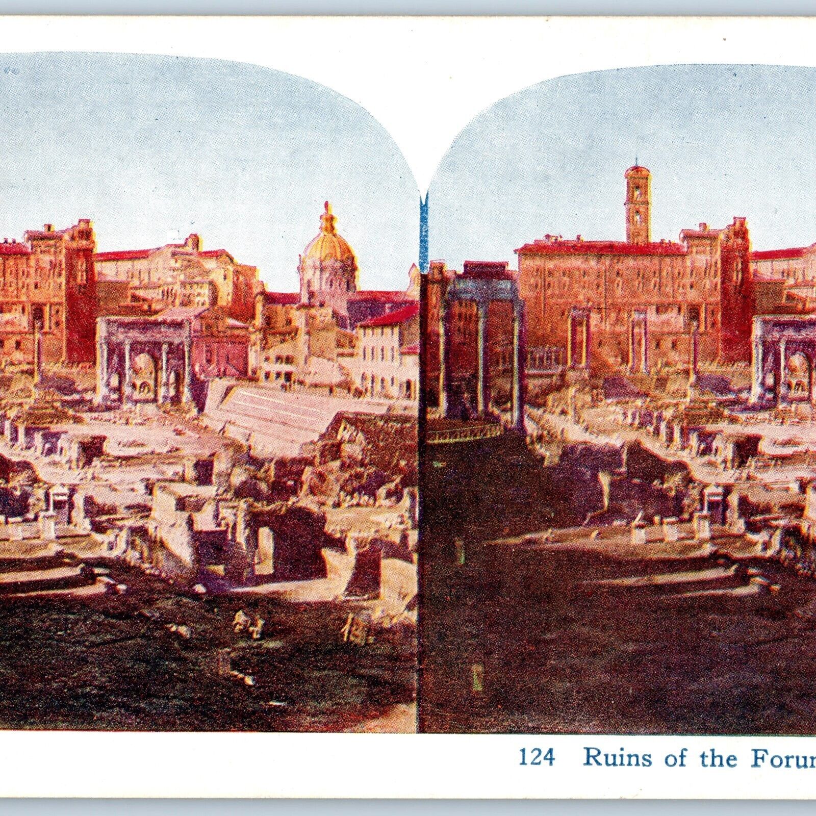 1925 Rome, Italy Ruins Forum Romanum Ancient City Stone Market Stereoview V39