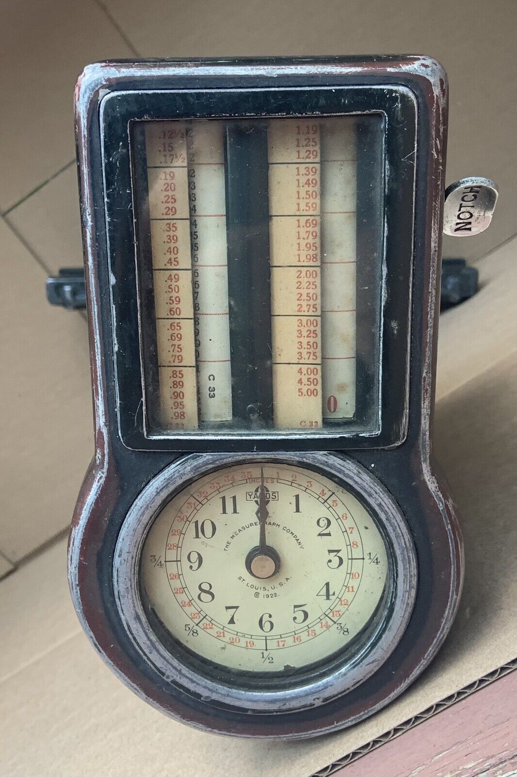 Vintage Measuregraph Fabric Yardage Measuring Gauge Dated 1922