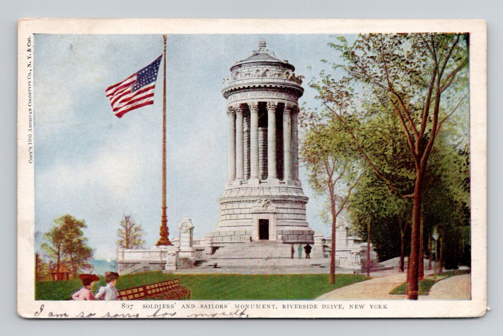 Postcard Soldiers & Sailors Monument Riverside Drive New York City, Antique A5